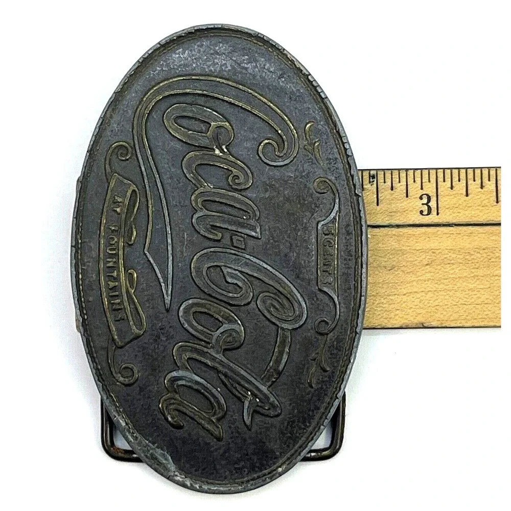 Coca-Cola Brass Oval Belt Buckle 4